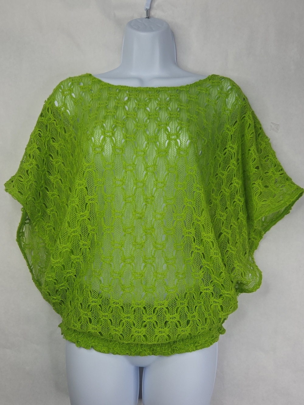 Trina Turk Cover-up Womens Med Top Lime Green Crochet Colorful Stretch Open Side